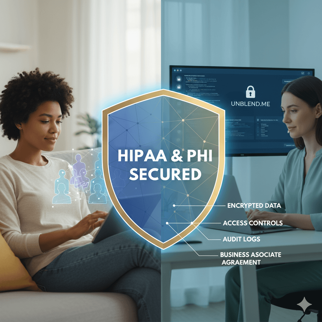 Unblend.me, HIPAA & PHI: A Secure Digital Space for Your Internal Family
