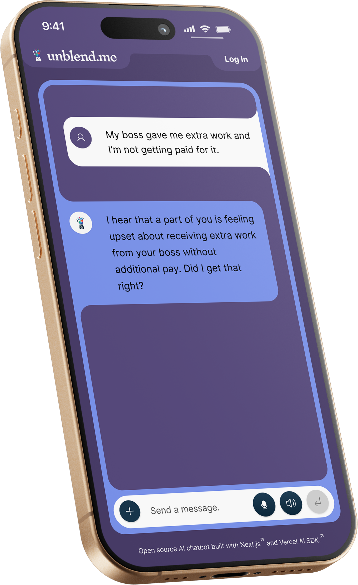 Unblend AI therapy app preview